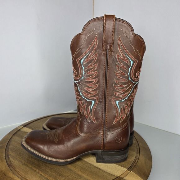 Ariat Shoes - Ariat Rockdale Western Boots Brown Leather Square Toe Womens Size 8 B Medium